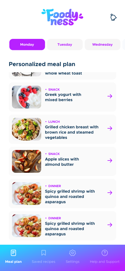 Your personalized meal plan